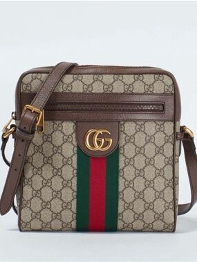 Gucci Ophidia GG Supreme Medium Crossbody Bag • Web Stripe • Authentic